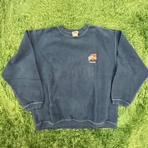 90s Planet Hollywood Large Blue Corduroy Crewneck Sweater